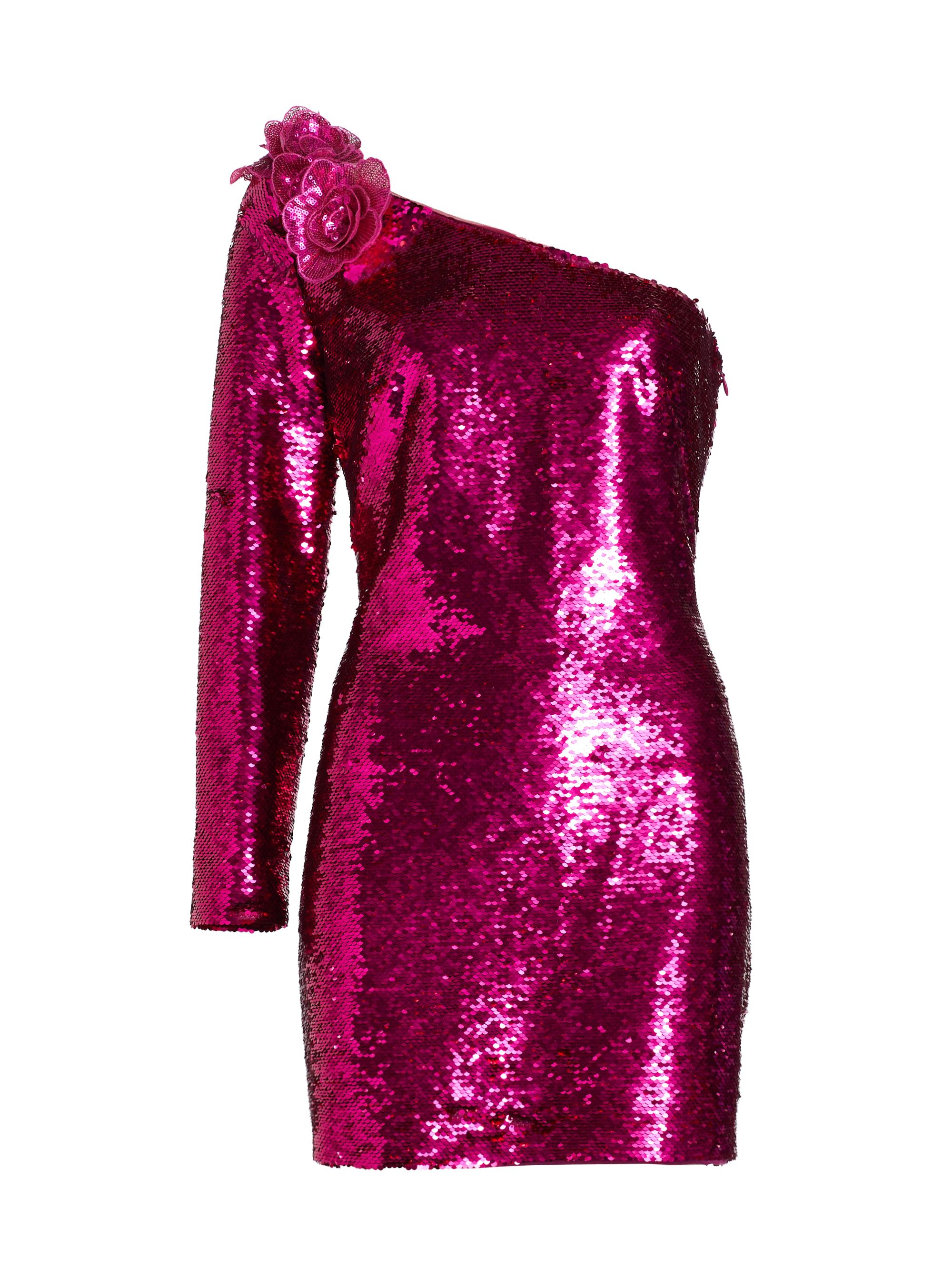 Marchesa Notte Women's One-Shoulder Sequin Minidress - Fuchsia