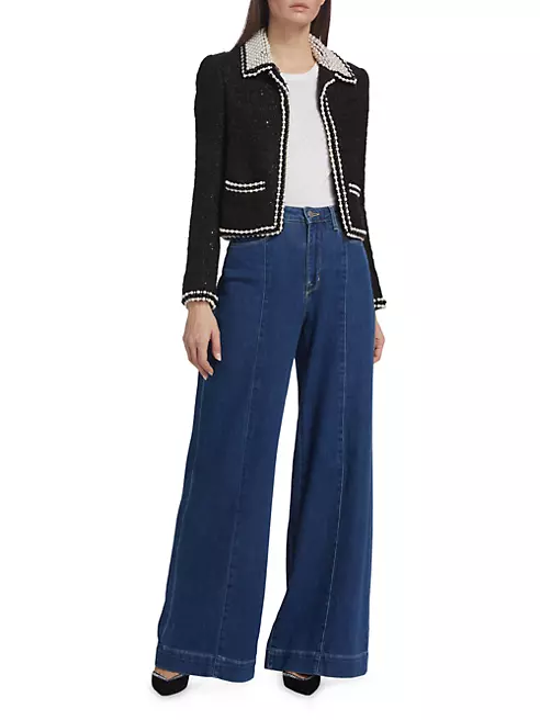 Shop Alice + Olivia Kidman Pearl-Embellished Boxy Jacket