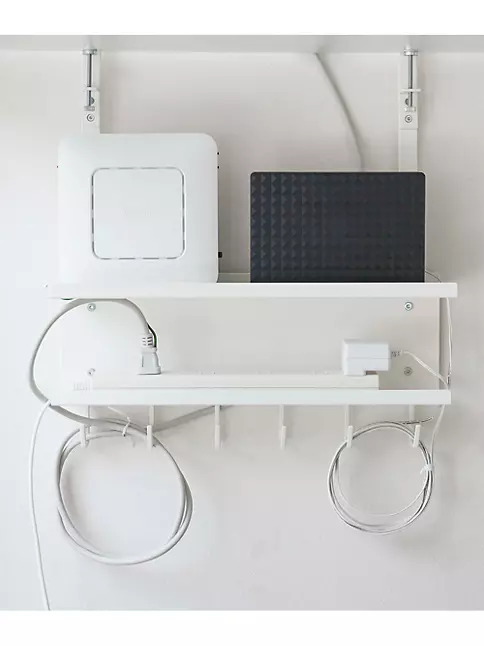 Yamazaki Home Under-Desk Cable & Router Storage Rack - Steel - Black