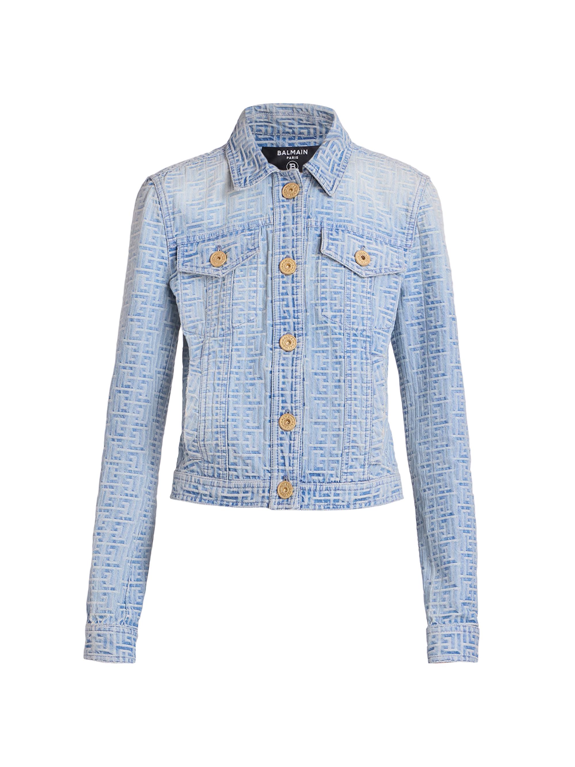 Balmain Blue Monogram Denim Shirt