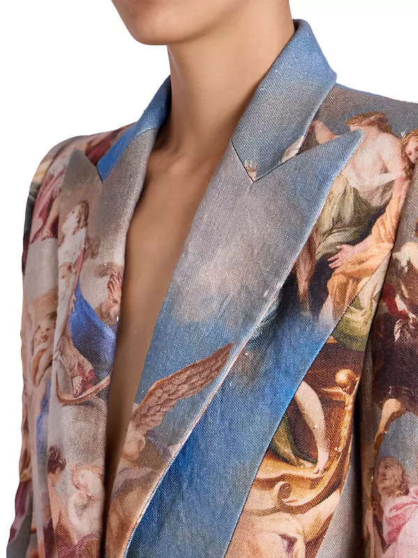 Monogram-print slim-fit jacket in cotton velvet jacquard
