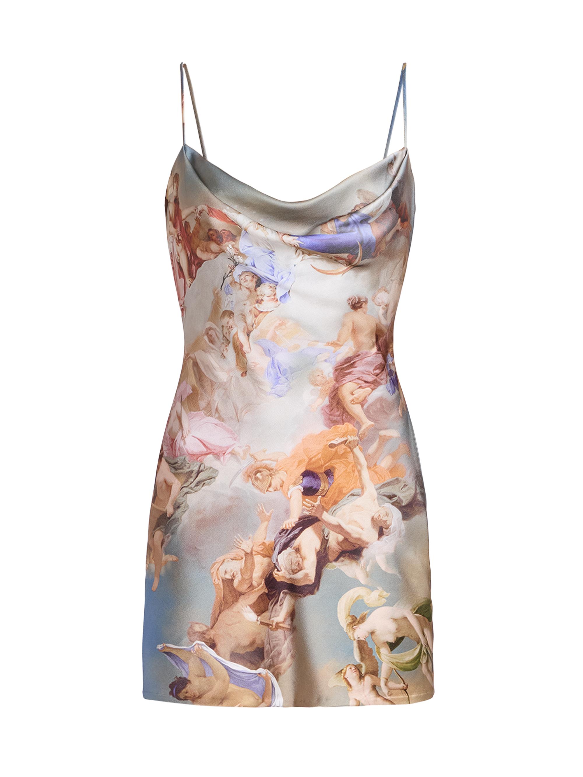 Balmain Angel-Print Satin Minidress | Saks Fifth Avenue