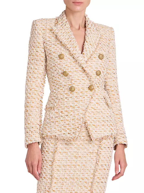 Shop Balmain Cotton-Blend Tweed Jacket