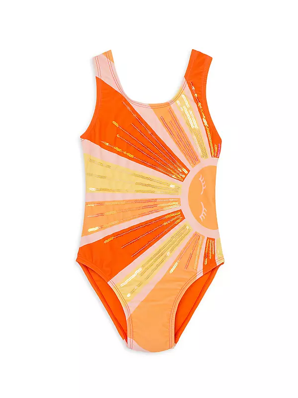 Shop Peek Little Girl's & Girl's Sunshine Sequin One-Piece Swimsuit