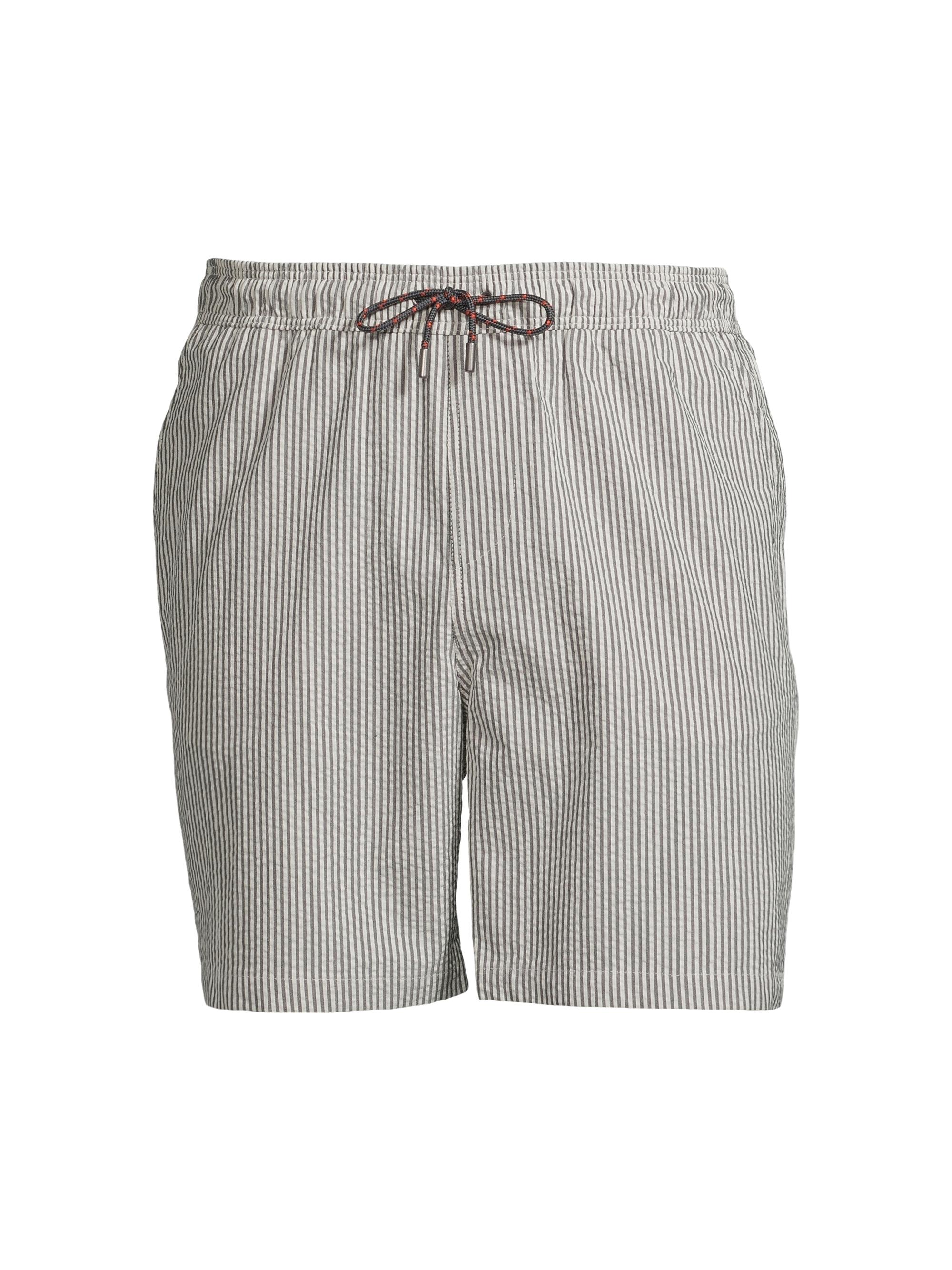 Sease Men's Stripe Cotton Seersucker Shorts - Pearl Grey