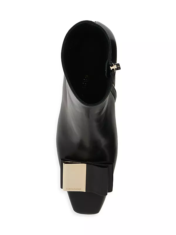 Shop FERRAGAMO Leonia Leather Block-Heel Booties | Saks Fifth Avenue