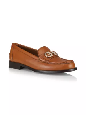Ferragamo Gancini-plaque leather loafers - Brown