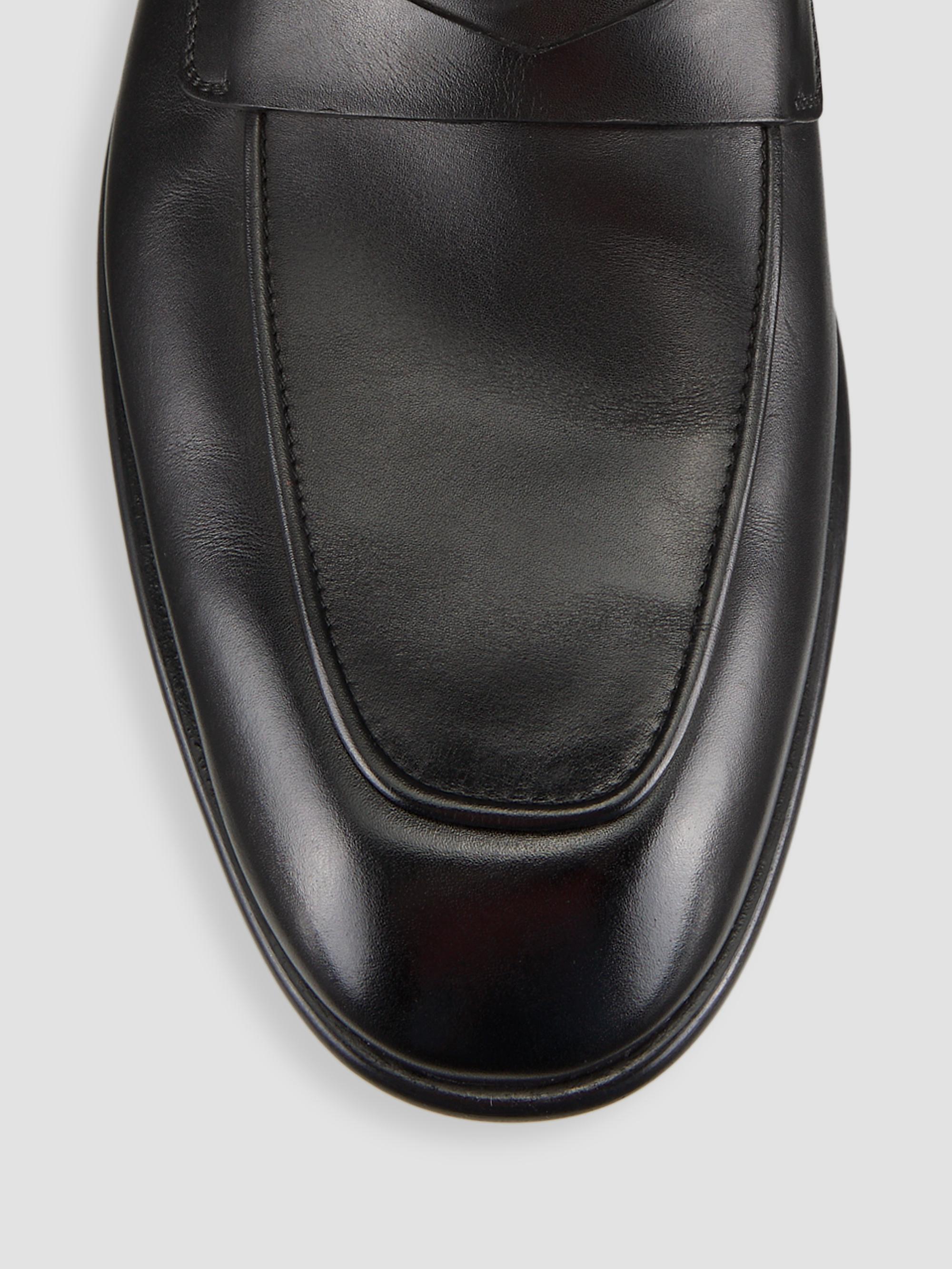 Salvator Ferragamo Penny Loafer Funes Men Black Leather Italy Almond Toe formal FERRAGAMO Funes Loafers | Saks Fifth Avenue main image 4