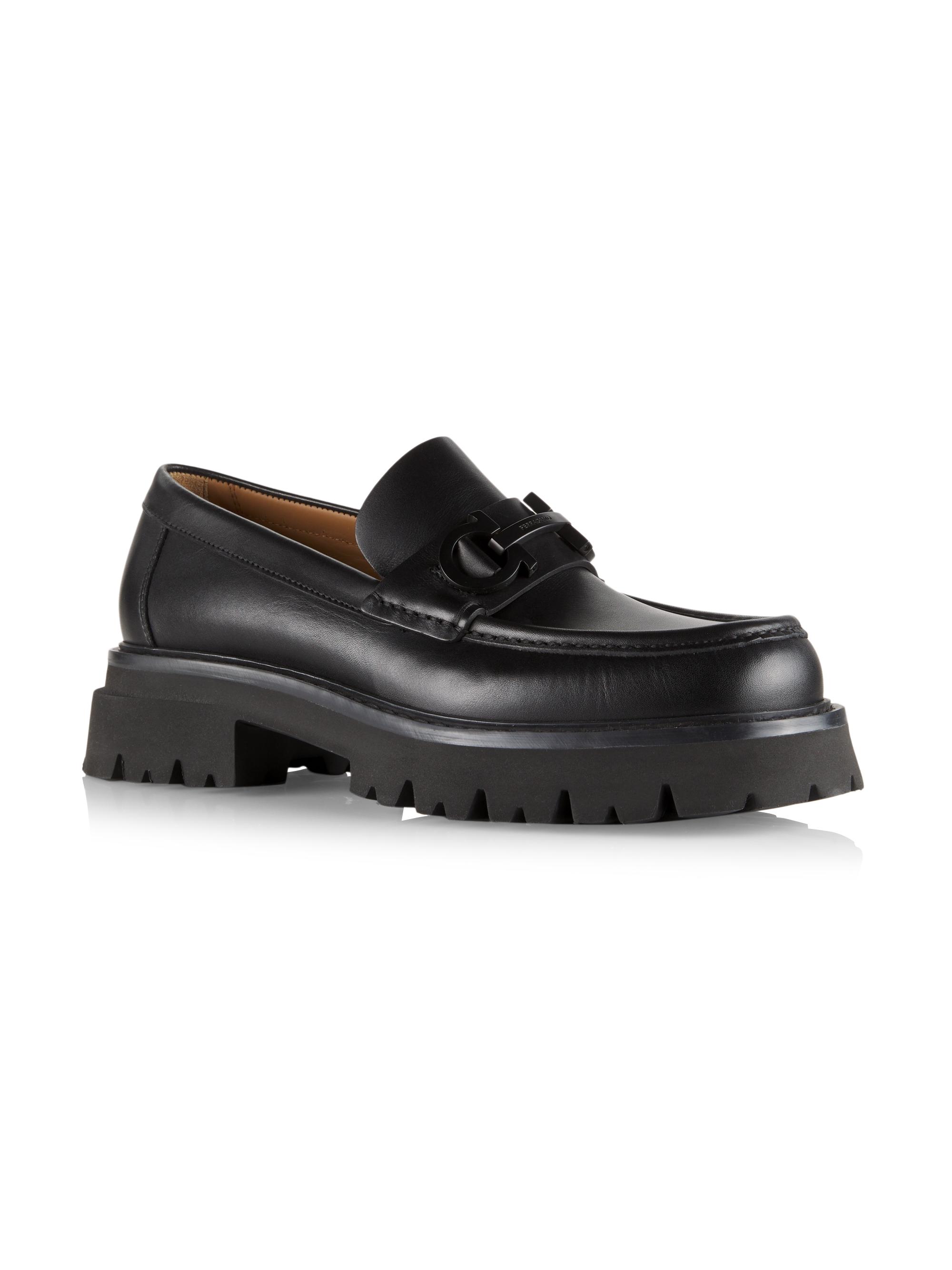 FERRAGAMO Florian Leather Lug-Sole Platform Loafers | Saks  display picture 1