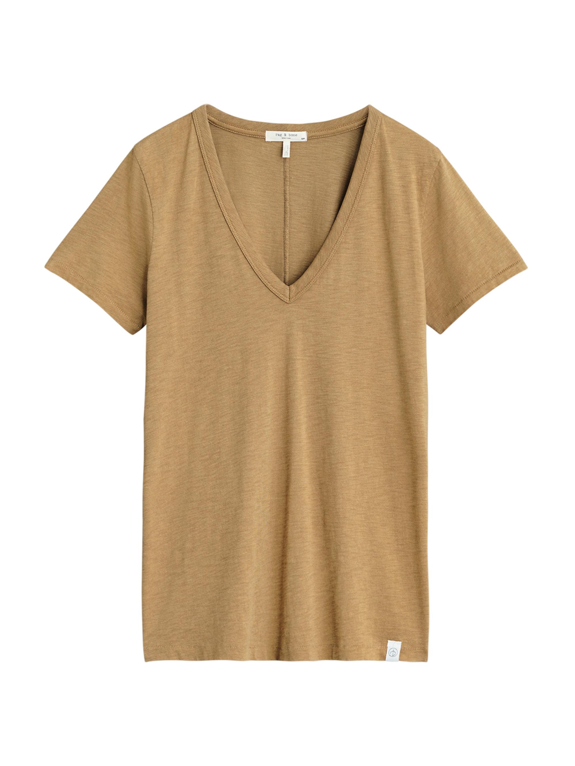 rag & bone Women's The Slub V-Neck T-Shirt - Khaki | Thumbnail 6