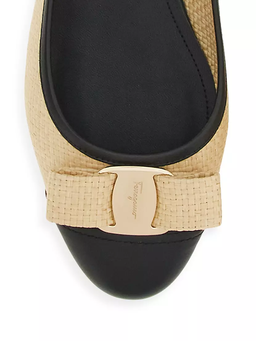 Womens Ferragamo beige Leather Quilted Varina Flats