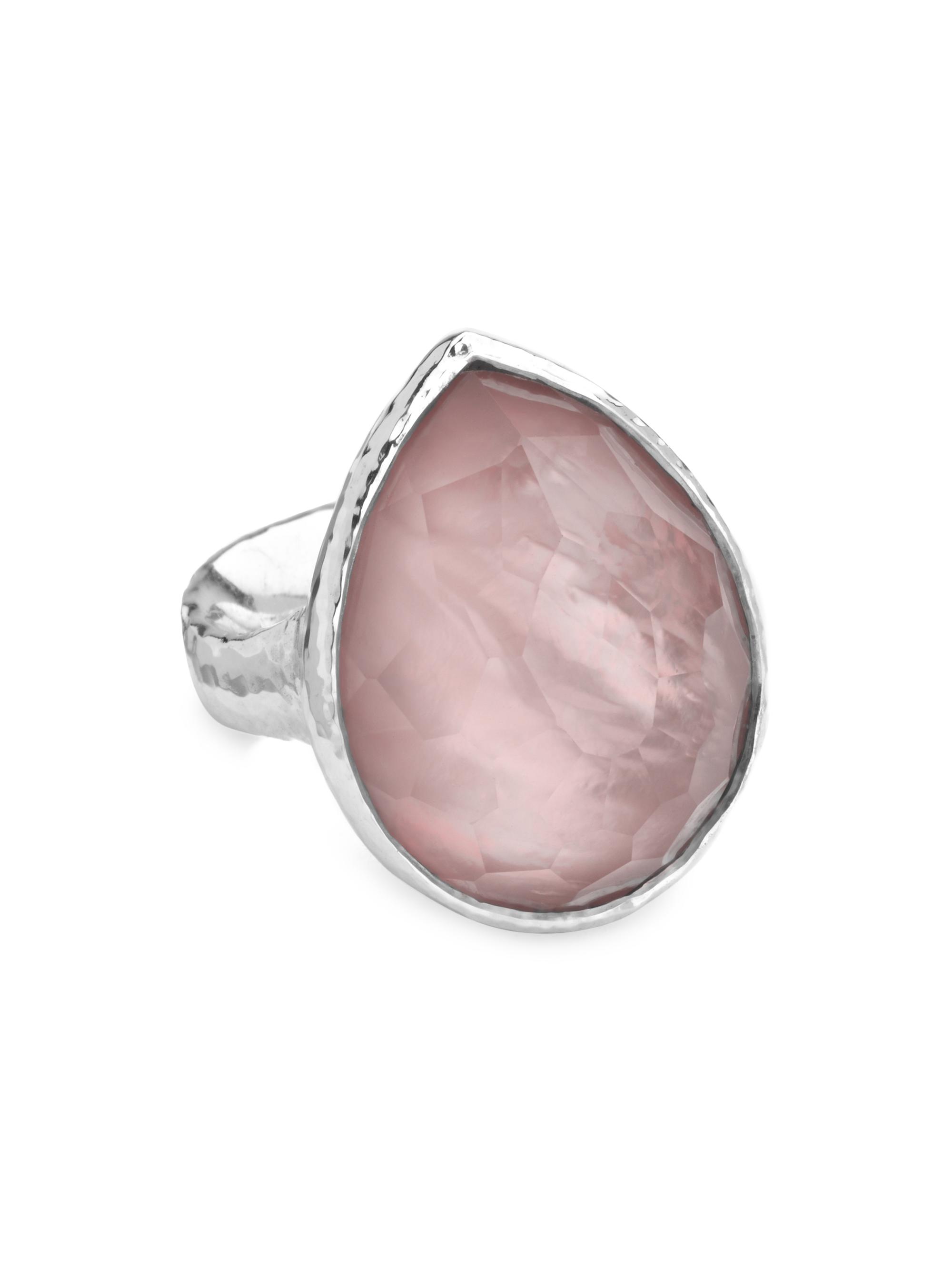 Ippolita Women's Rock Candy Sterling Silver, Rock Crystal & Shell Large Teardrop Ring - Pink Mother Of Pearl