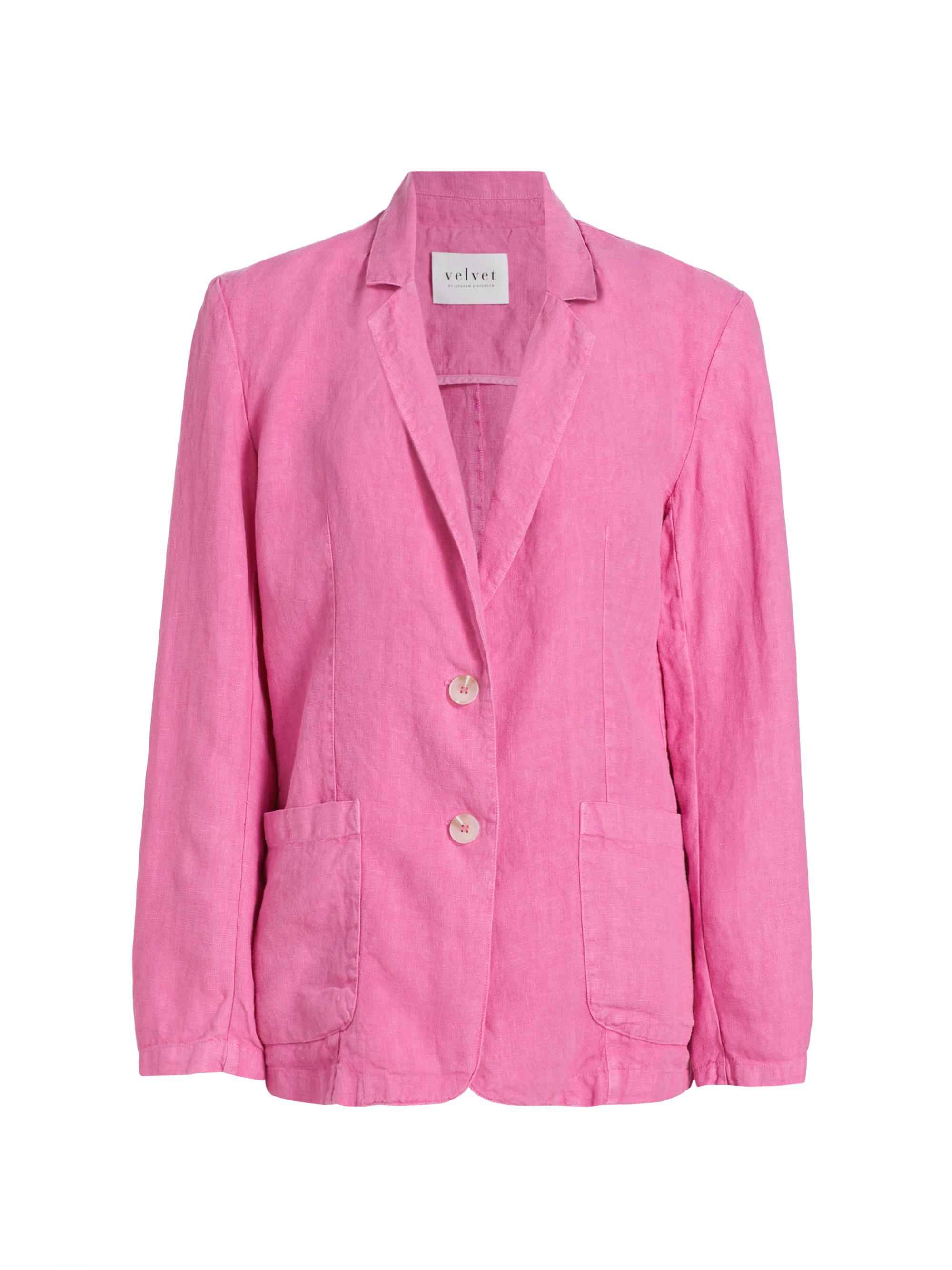 Velvet by Graham & Spencer Women's Cassie Linen Two-Button Blazer - Flamingo