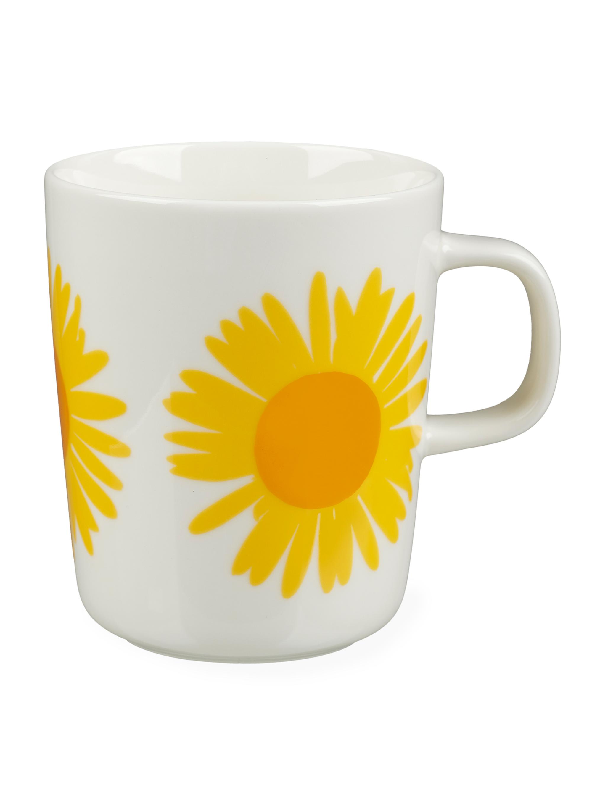 Marimekko Retrofuturism Auringonkukka Mug - White Yellow