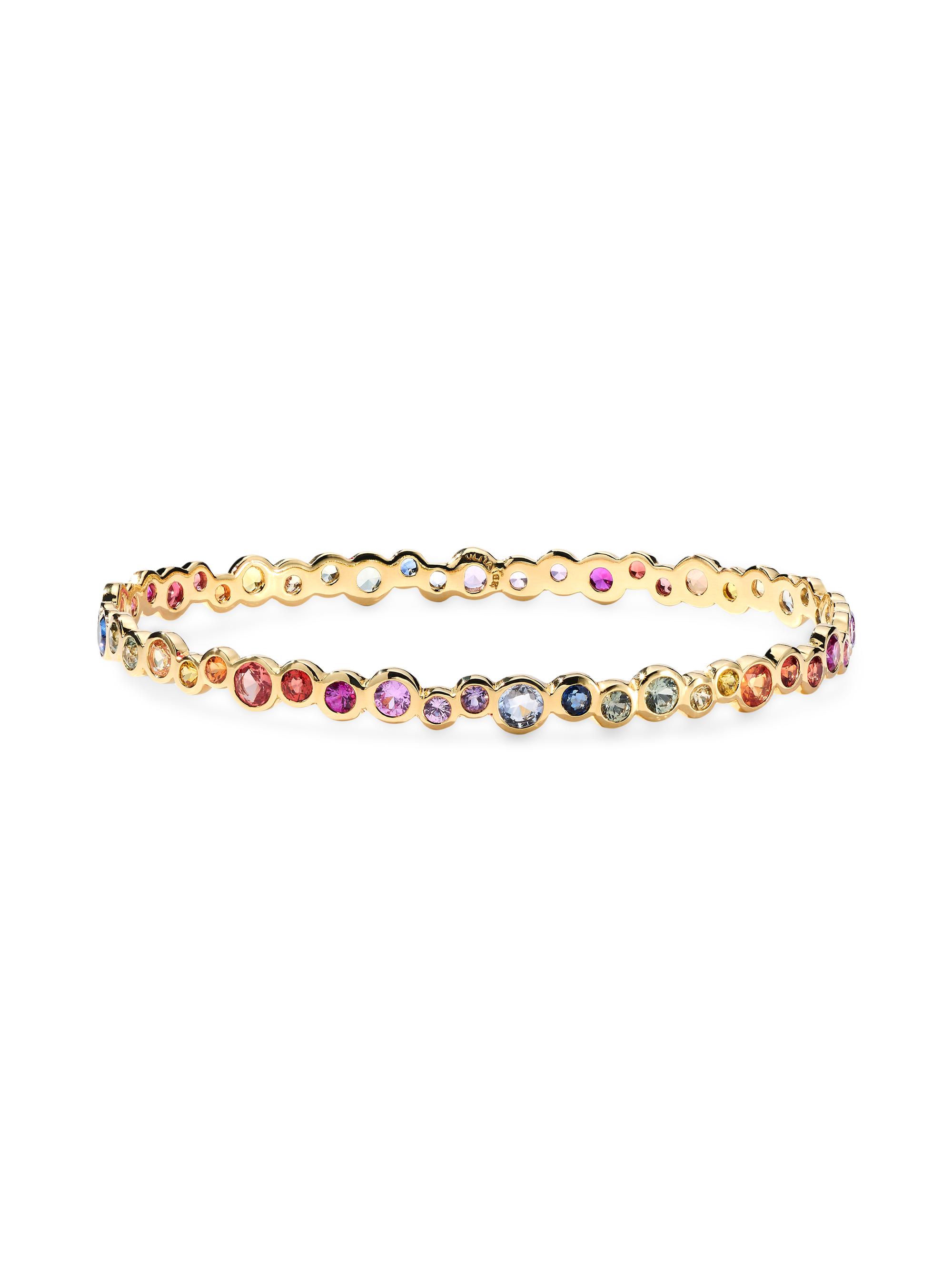 Ippolita Women's Stardust Superstar 18K Yellow Gold & Rainbow Sapphire Bangle - Sapphire Rainbow