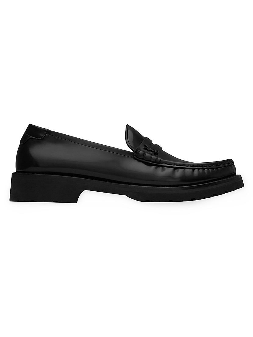 Shop Saint Laurent Le Loafer Monogram Penny Slippers in Shop Saint Laurent Le Loafer Monogram Penny Slippers in
