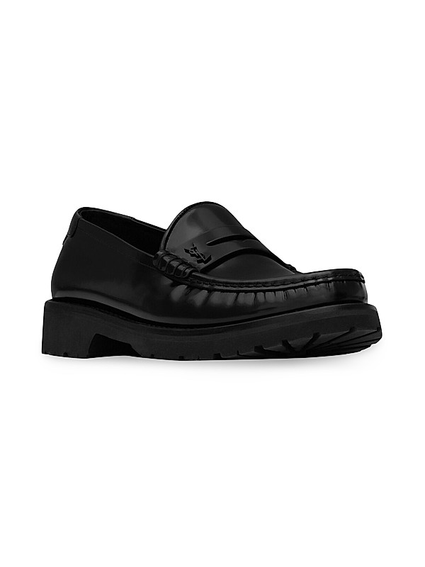 Shop Saint Laurent Le Loafer Monogram Penny Slippers in Shop Saint Laurent Le Loafer Monogram Penny Slippers in