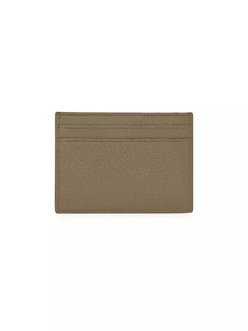 Saint Laurent Tiny Cassandre Card Case in Grained Leather Dark Khaki in  Leather with Silver-tone - US