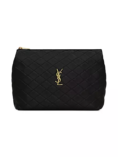 Saint Laurent Gaby Cosmetic Pouch in Quilted Leather