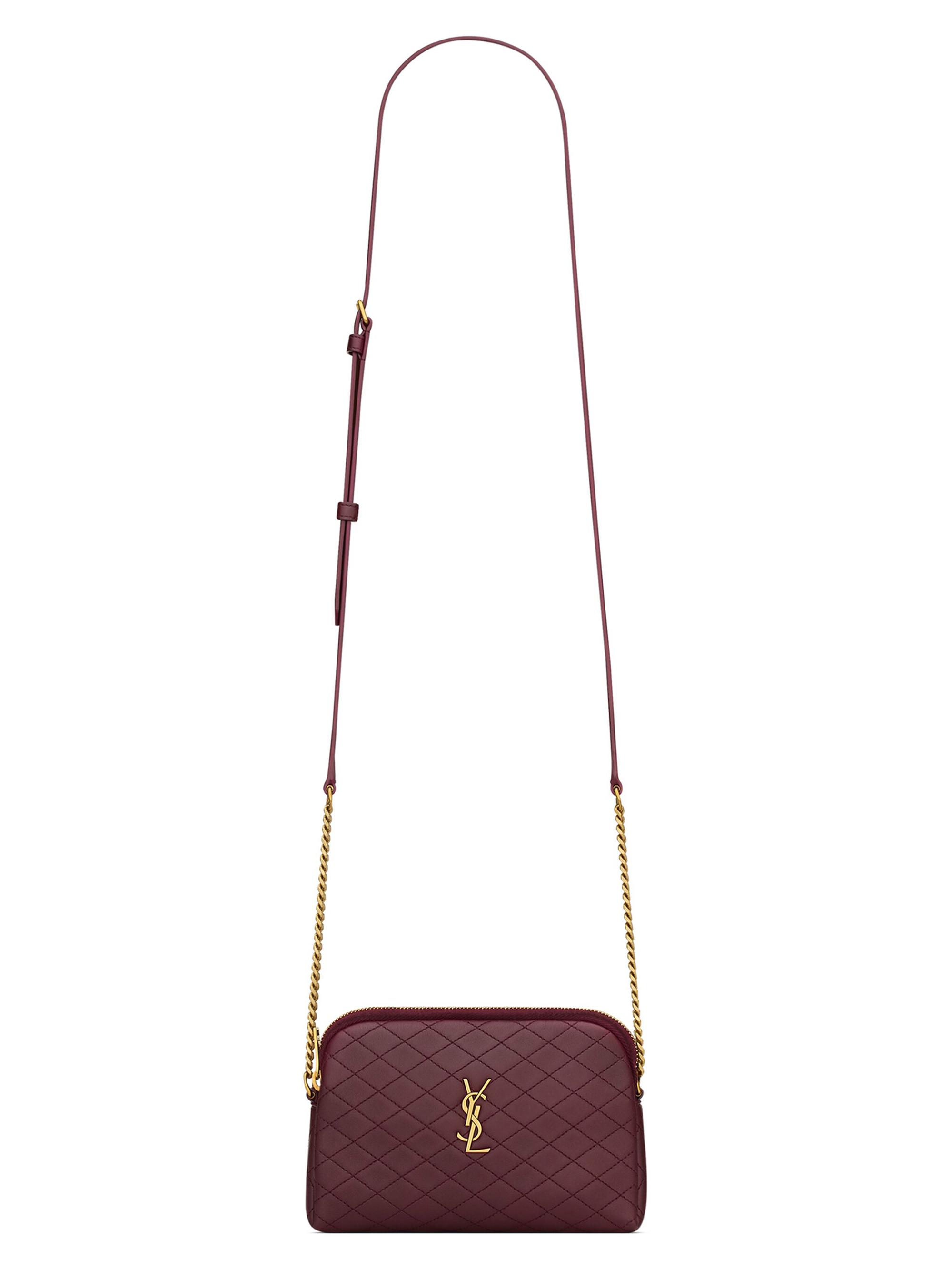 Saint Laurent Women's Gaby Zipped Pouch in Quilted Lambskin - Rouge Cabernet