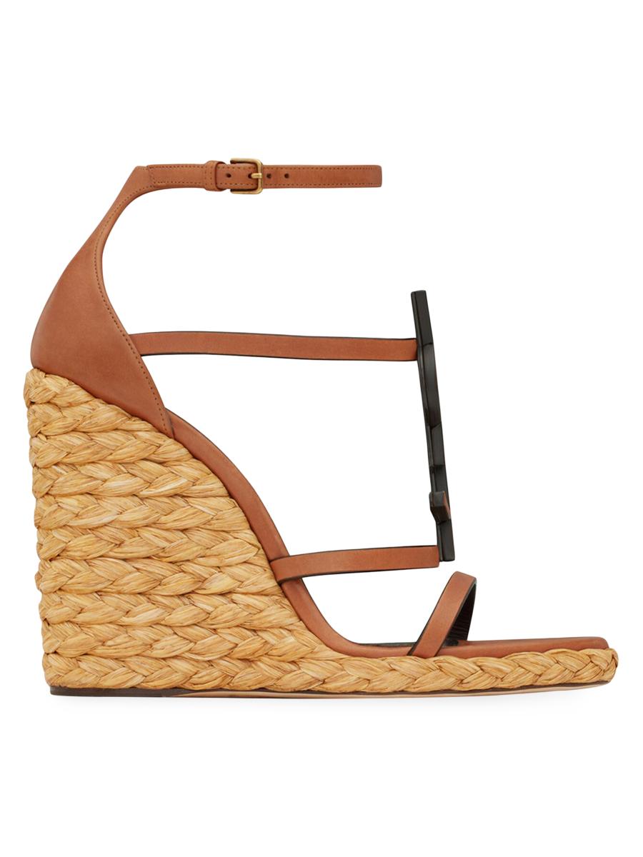Saint Laurent Cassandra Wedge Espadrilles in Smooth
