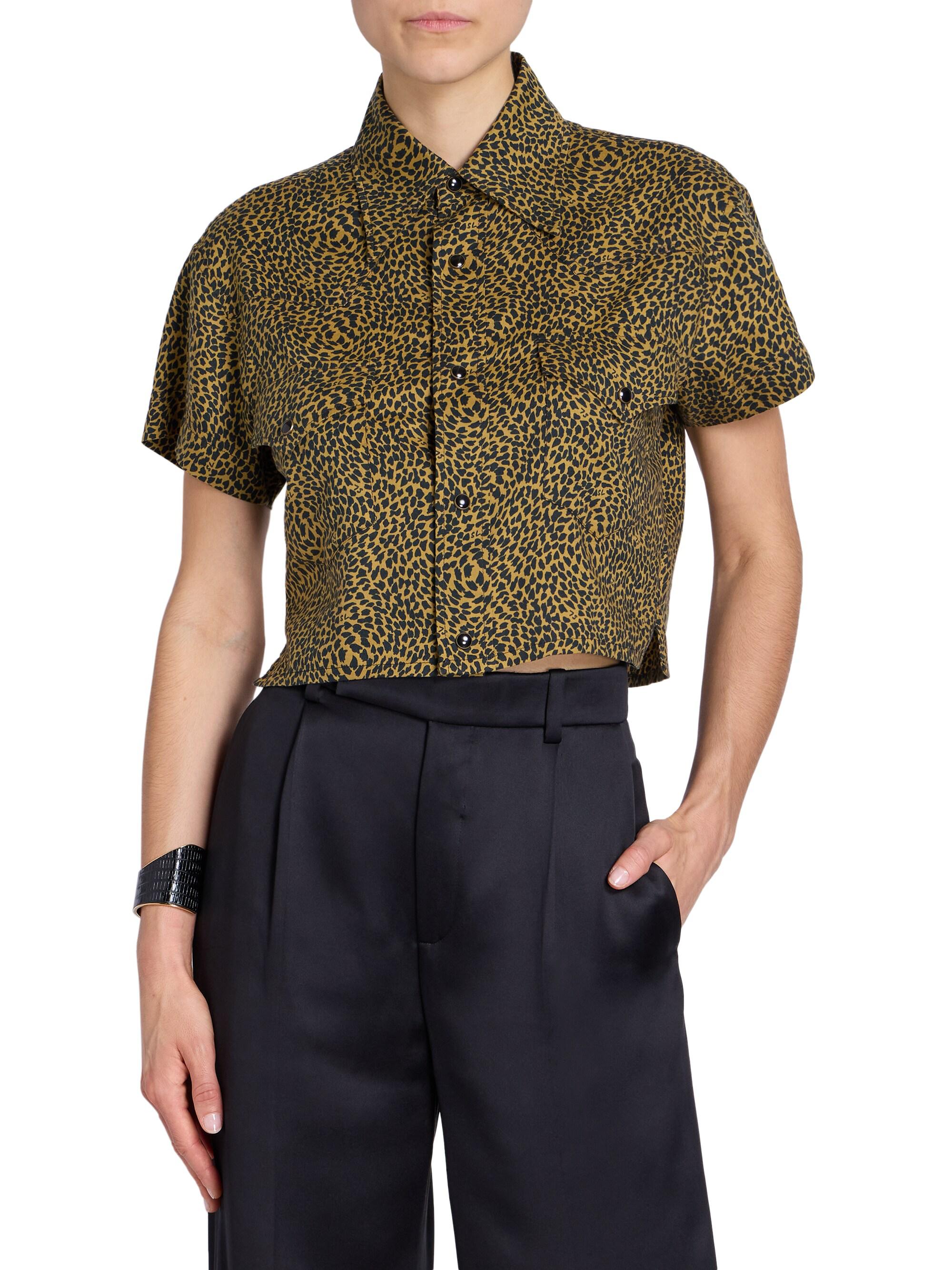 Saint Laurent Leopard-print Cropped Shirt | Saks Fifth Avenue