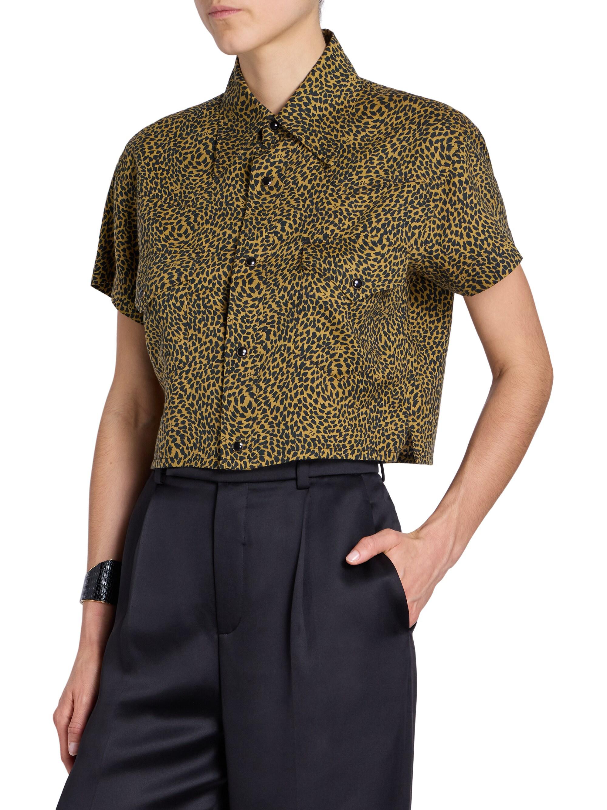 Saint Laurent Leopard-print Cropped Shirt | Saks Fifth Avenue