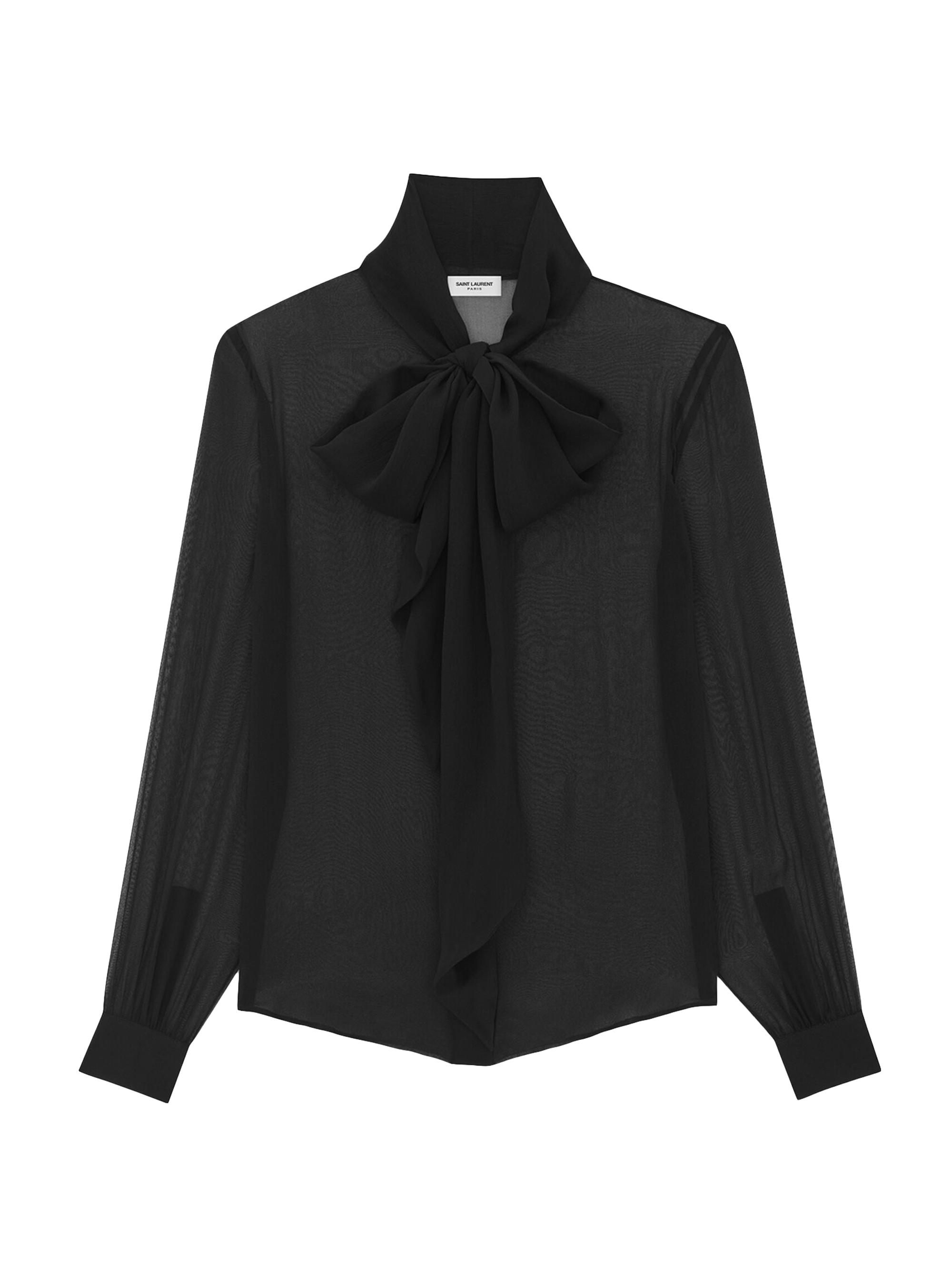 Saint Laurent Women's Blouse in Silk Muslin Crepe - Noir