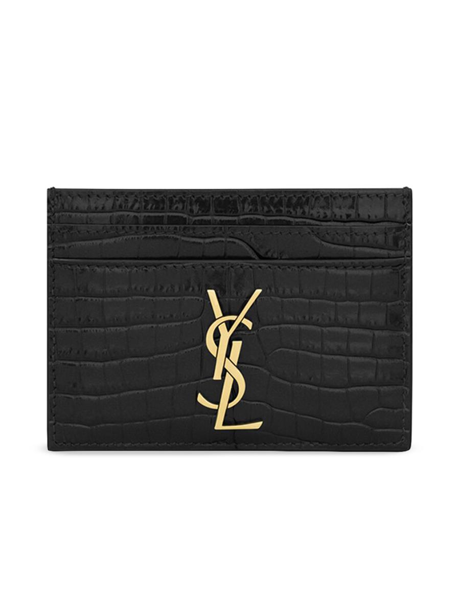 カードケース・名刺入れ Saint Laurent SMALL TINY CASSANDRE CARDS HOLDER TINY CASSANDRE Zipped Fragments credit card case in SHINY
