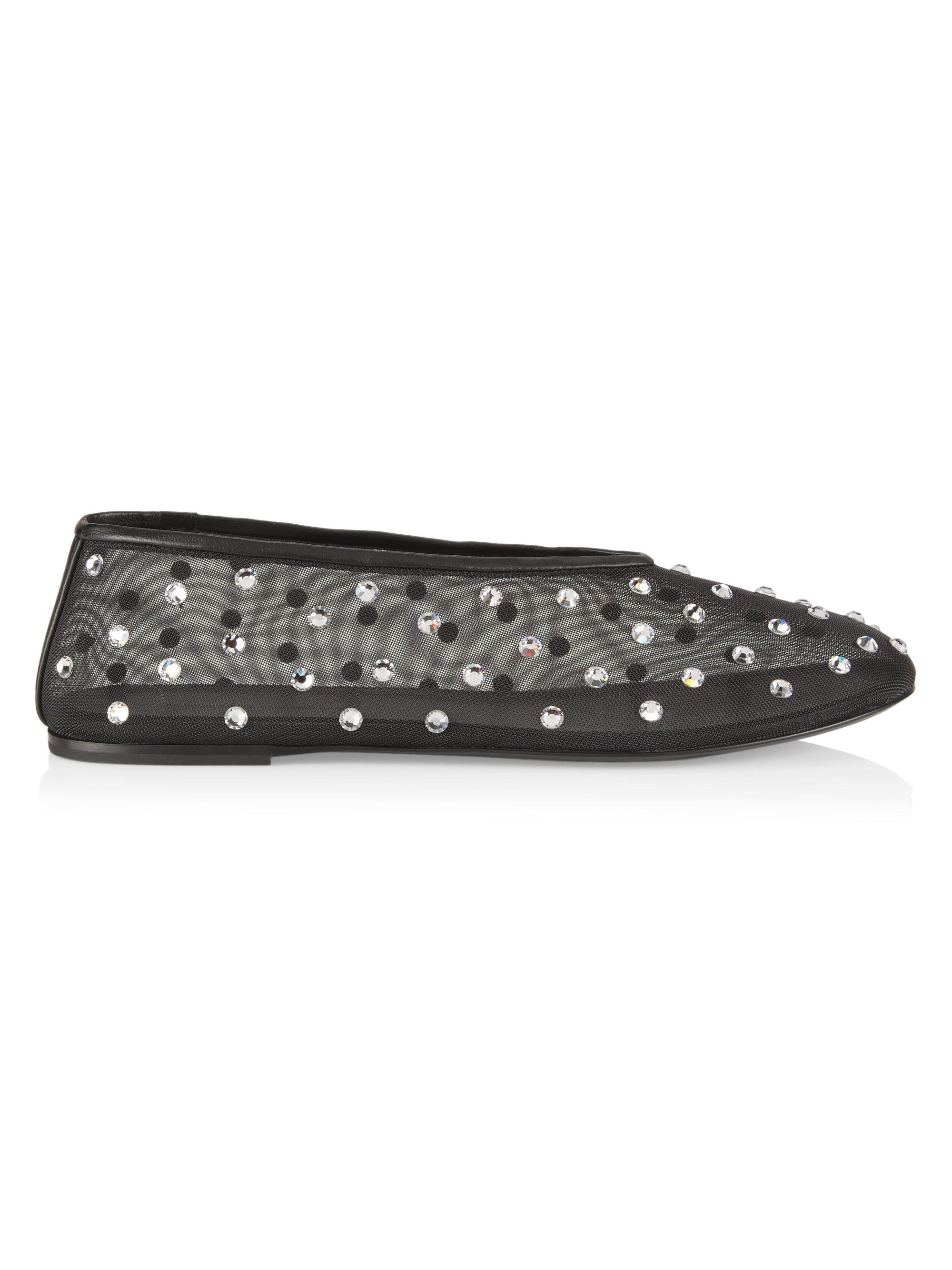 Khaite Women's Marcy Crystal-Embellished Mesh Flats - Black