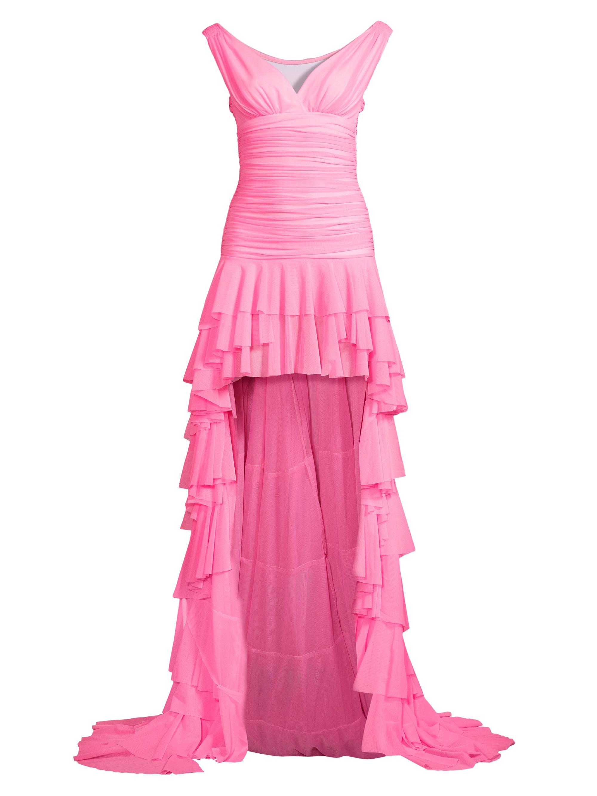 Norma Kamali Women's Tara High-Low Ruffled Gown - Candy Pink