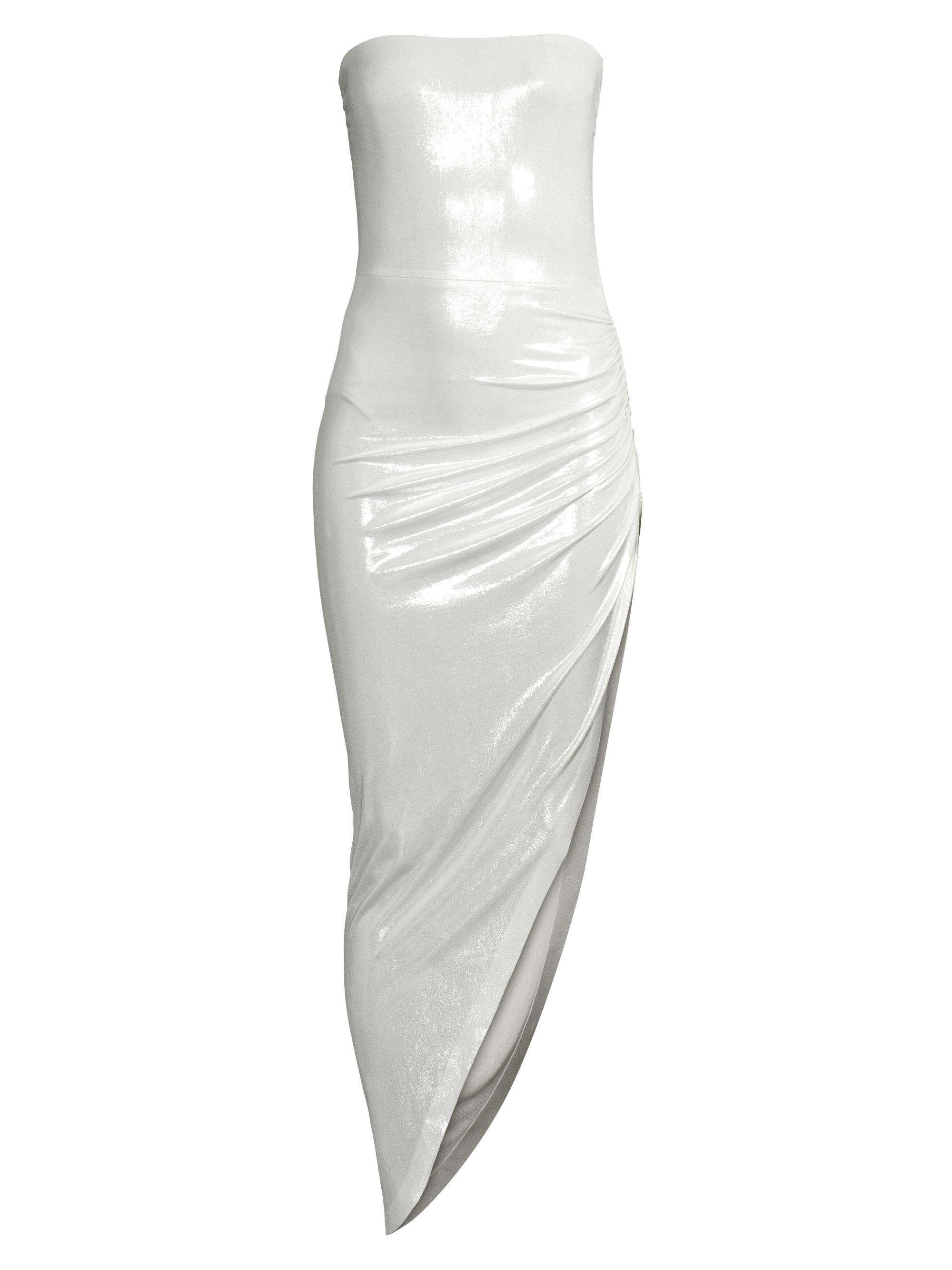 Norma Kamali Women's Asymmetric Strapless Lamé Gown - Pearl