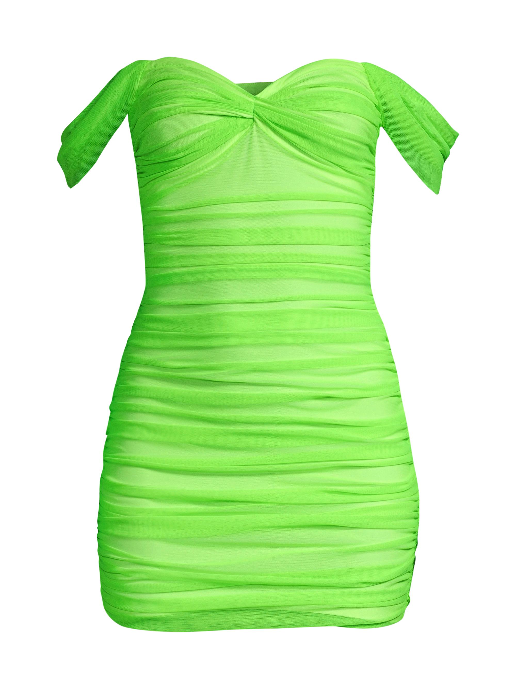 Norma Kamali Women's Walter Off-The-Shoulder Ruched Minidress - Neon Green
