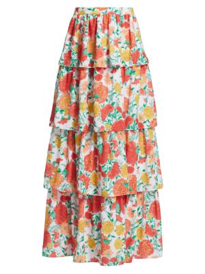 tiered floral skirt