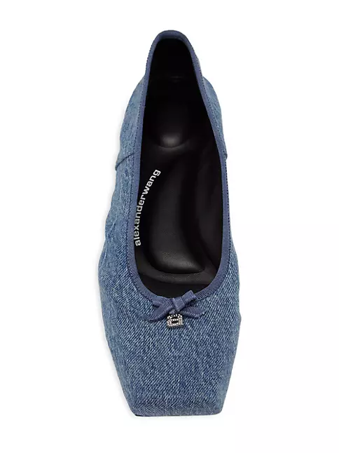 Handmade Blue Denim Suede Ballerina Shoes Ballet Flats 