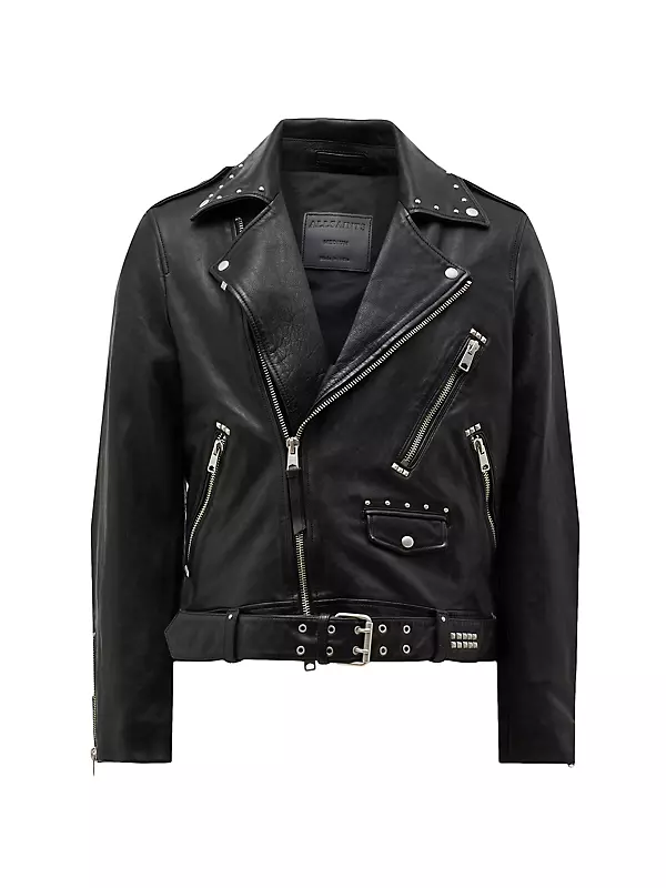 Shop AllSaints Nade Leather Biker Jacket | Saks Fifth Avenue