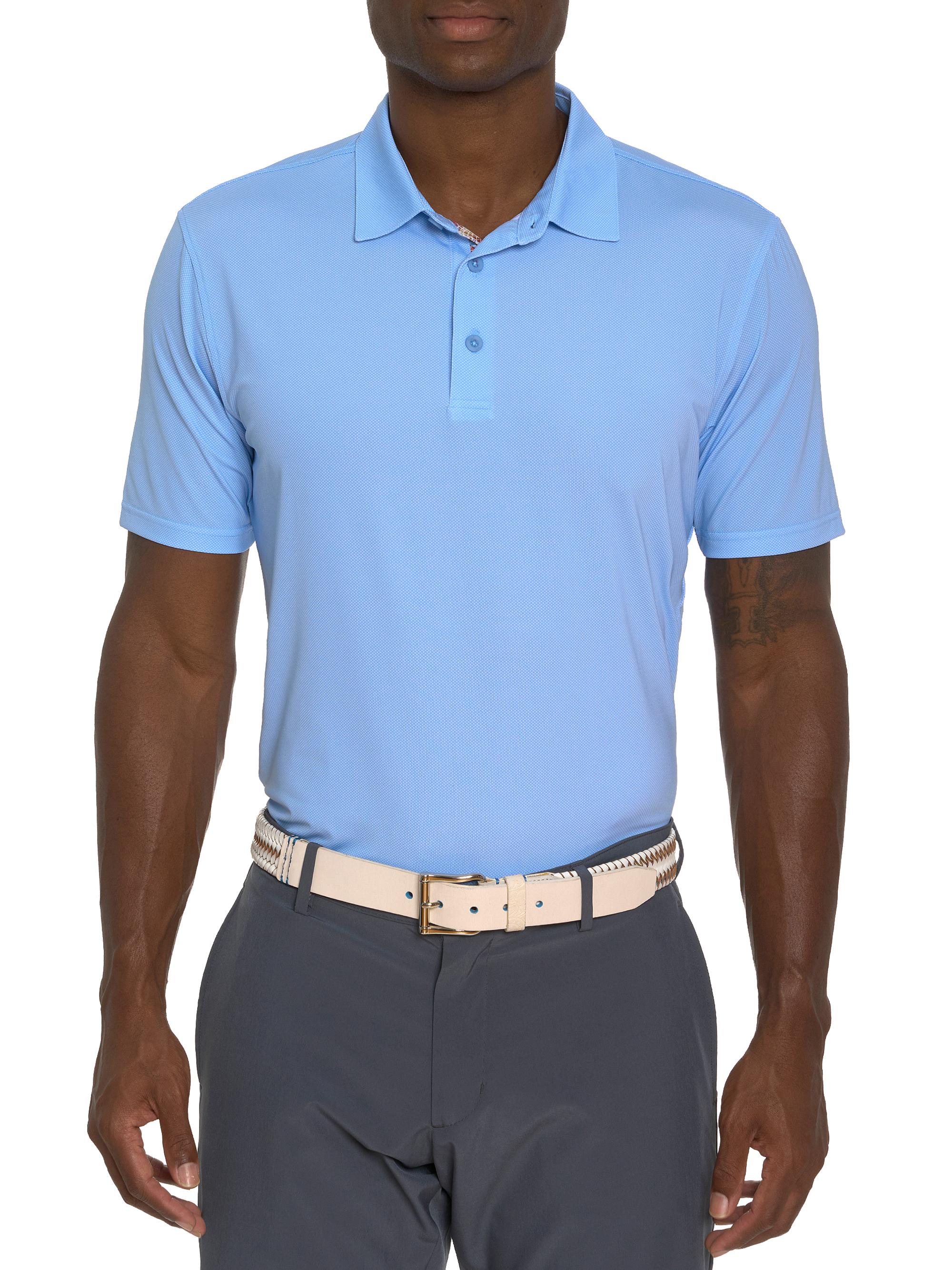 Robert Graham Men's Hyde Short-Sleeved Knit Polo Shirt - Light Blue