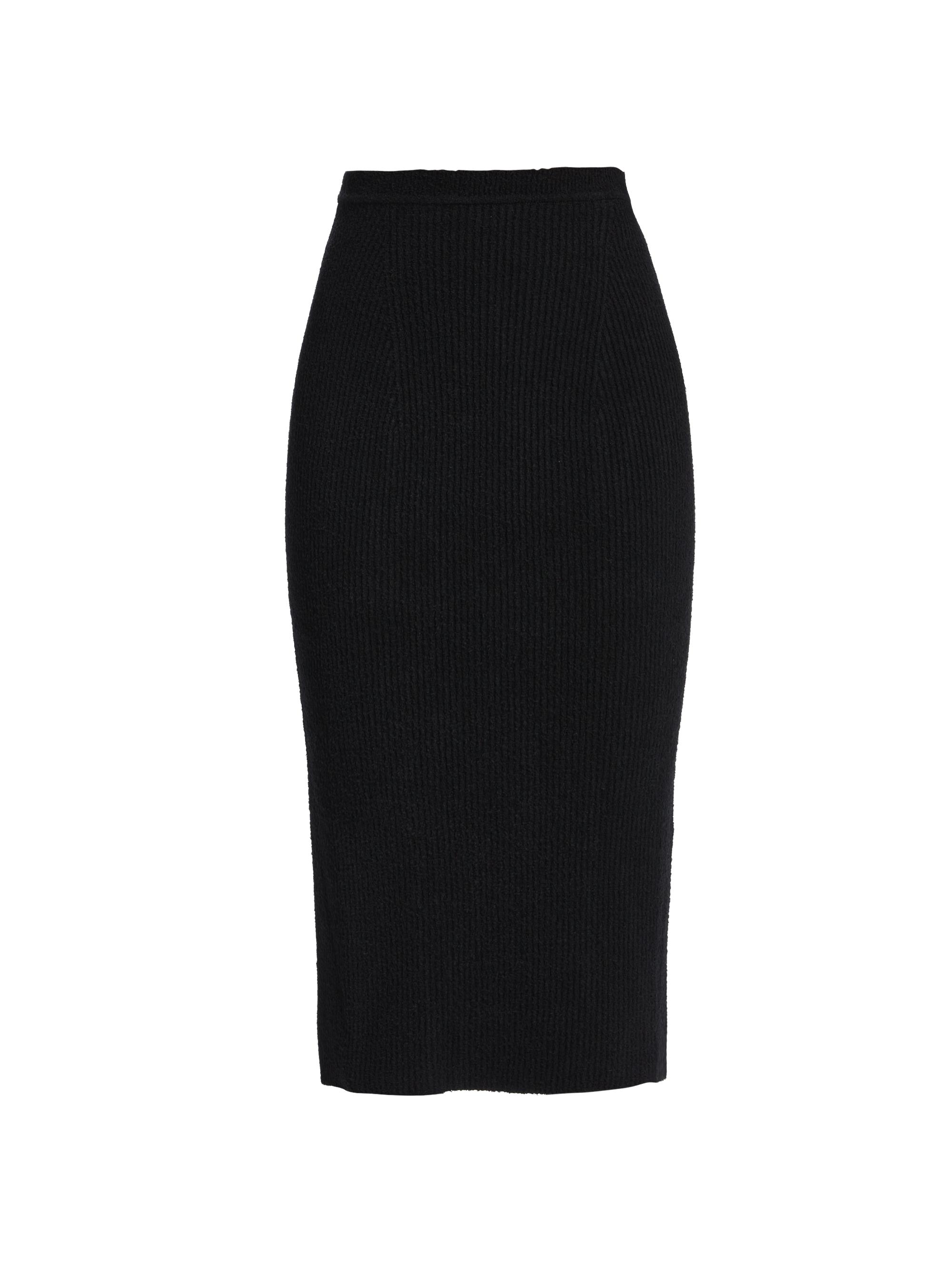 WARDROBE.NYC Women's Rib-Knit Midi-Skirt - Black