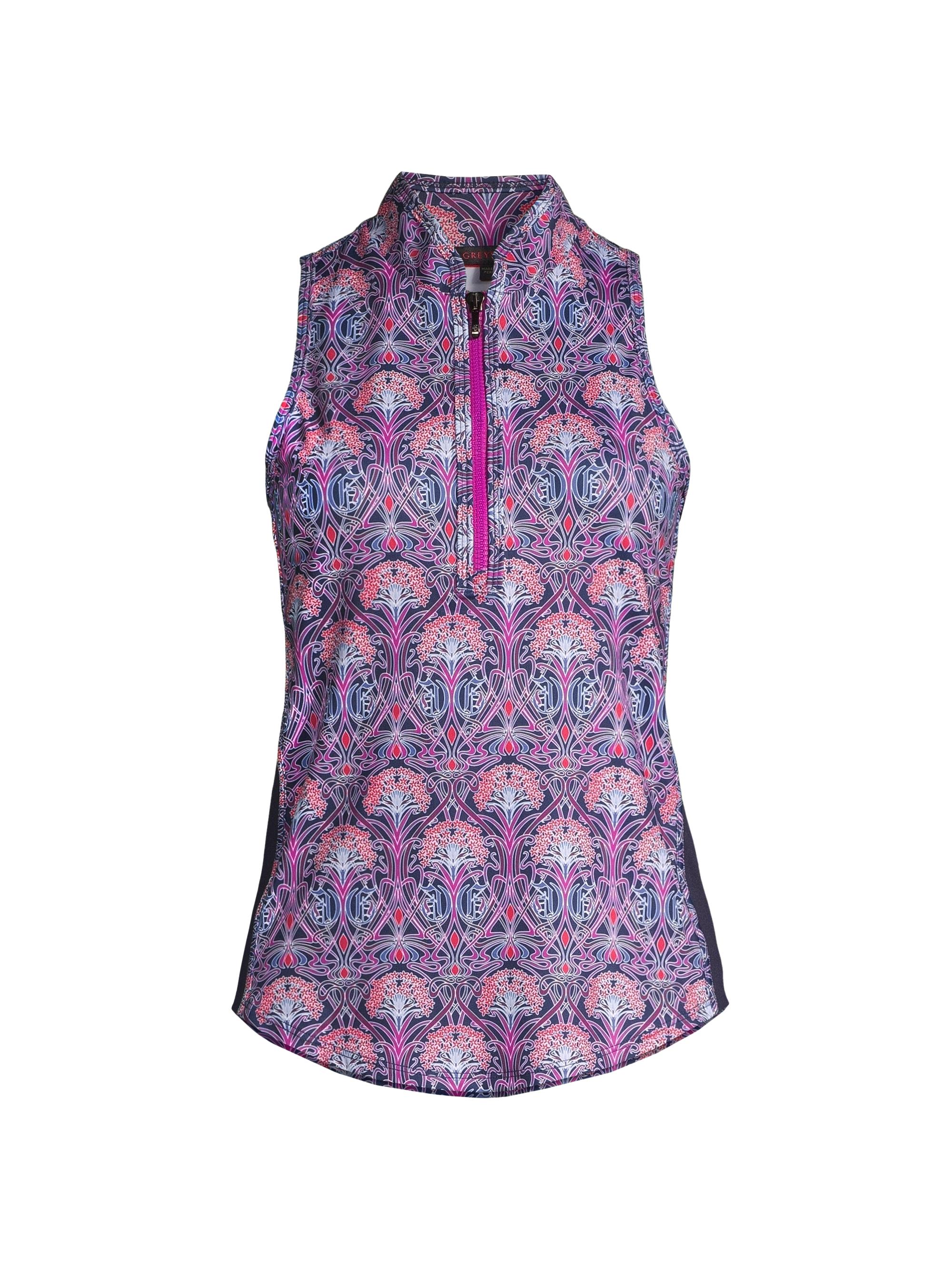 Greyson Women's Nouveau Floral Stretch Quarter-Zip Top - Purple Multi