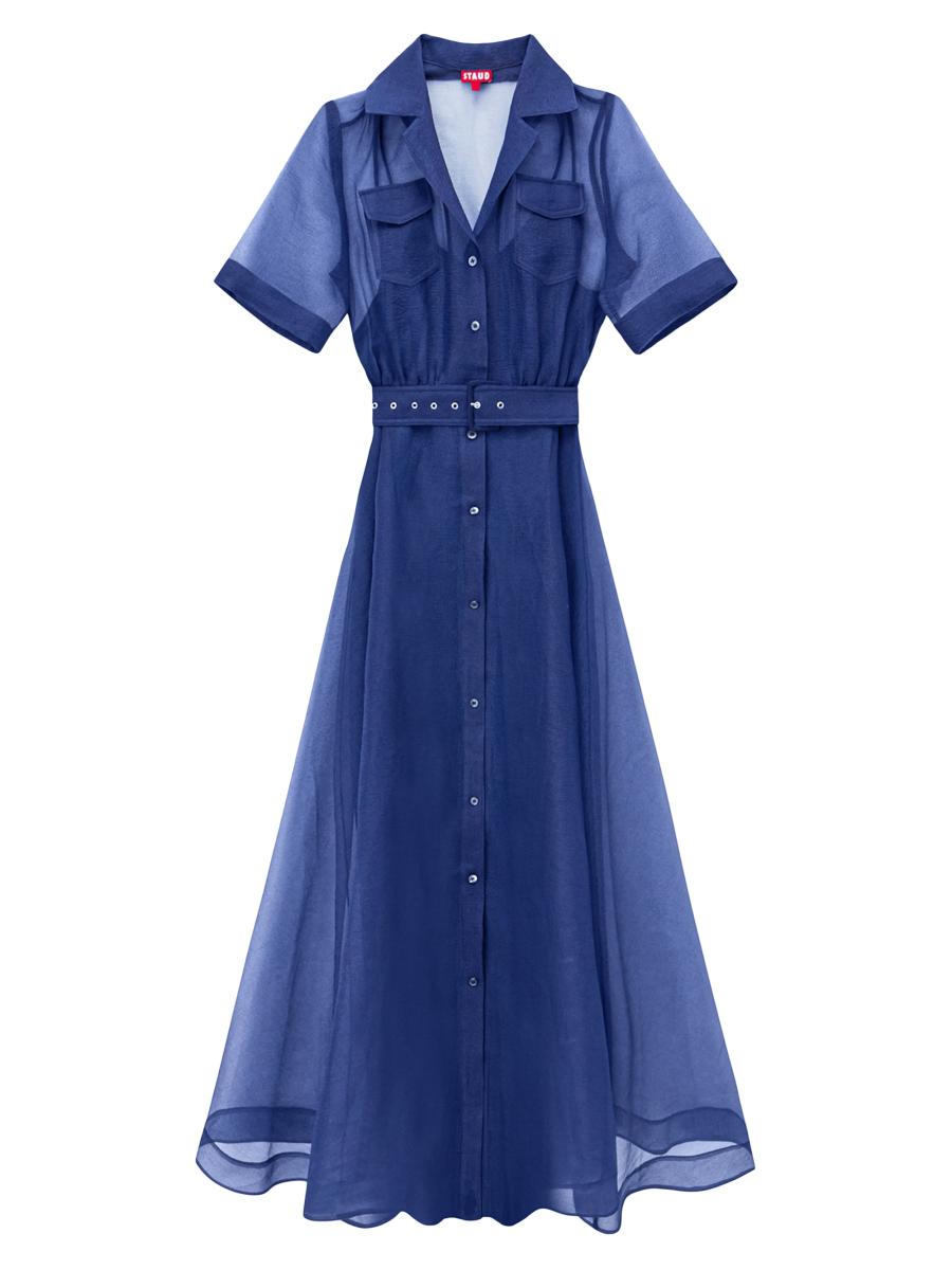 国内発| STAUD  Millie ベルテッド オーガンザ シャツドレス 国内発| STAUD Millie ベルテッド オーガンザ シャツドレス