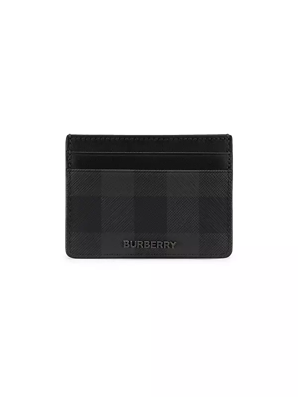 Burberry Check Money Clip Card Holder in Black for Men