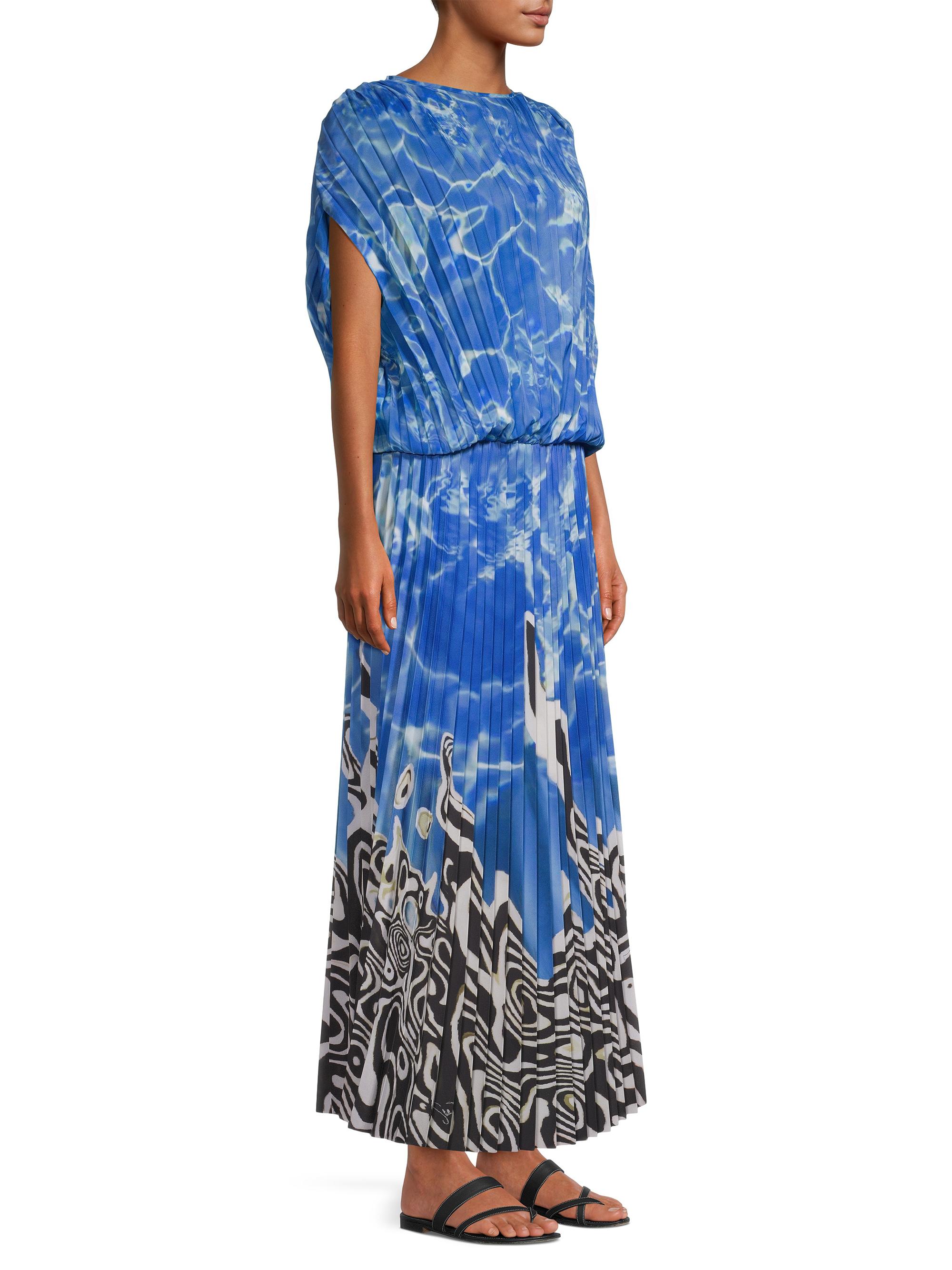 open lace back dress Black Pleated Maxi Dress main image 1