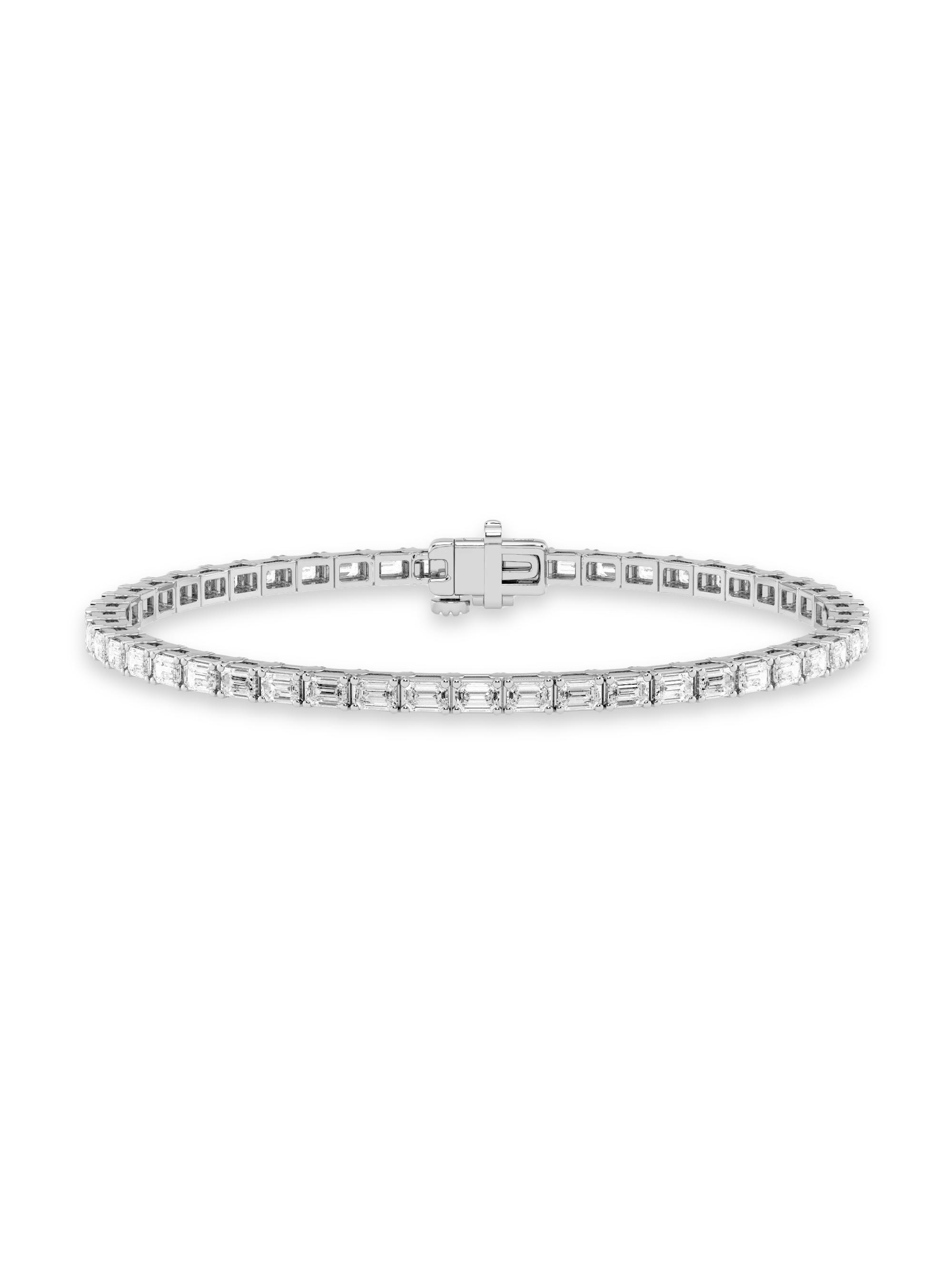 Saks Fifth Avenue Collection Women's 14K White Gold & 5 TCW Emerald-Cut Natural Diamond Tennis Bracelet - White Gold