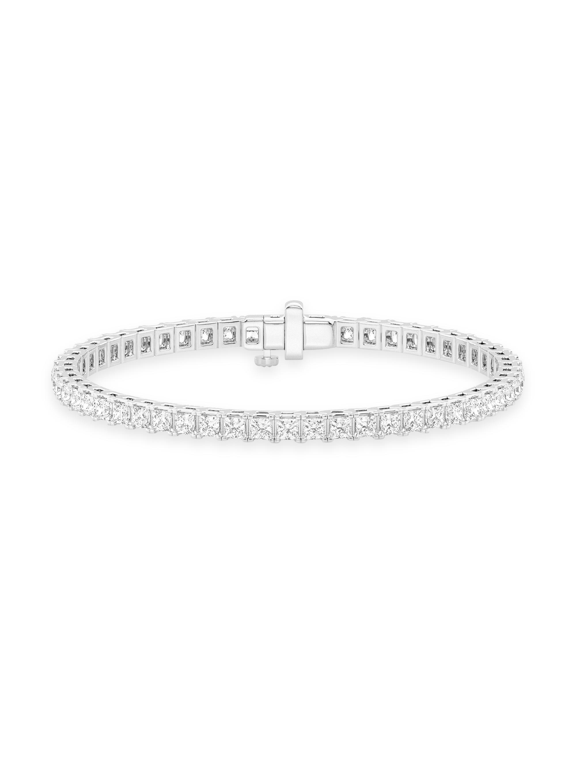 Saks Fifth Avenue Collection Women's 14K White Gold & 5 TCW Princess-Cut Natural Diamond Tennis Bracelet - White Gold