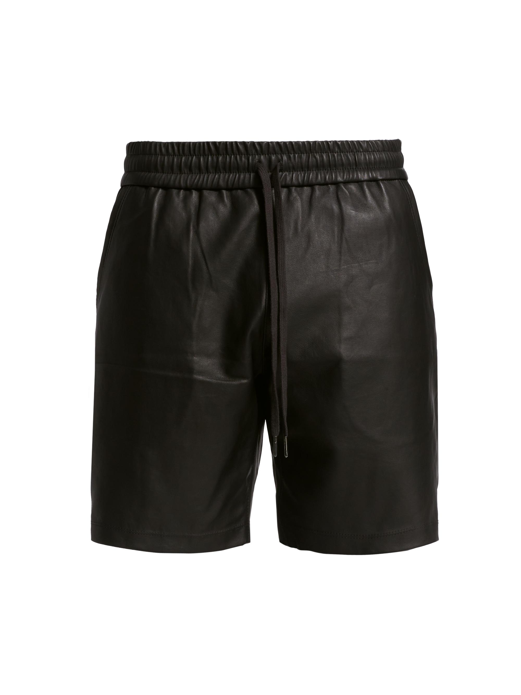 John Elliott Men's Lamb Leather Drawstring Shorts - Black
