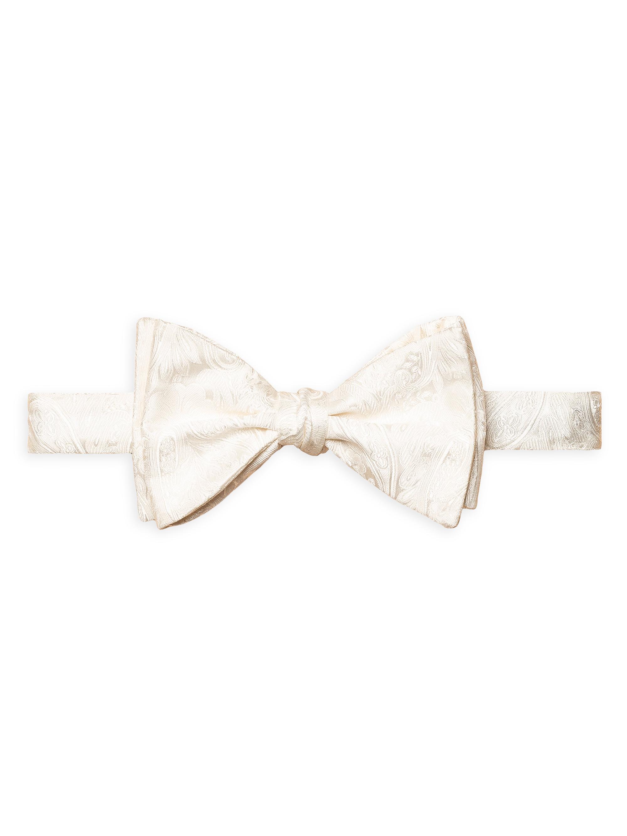 Eton Men's Paisley Silk Jacquard Self-Tied Bow Tie - White