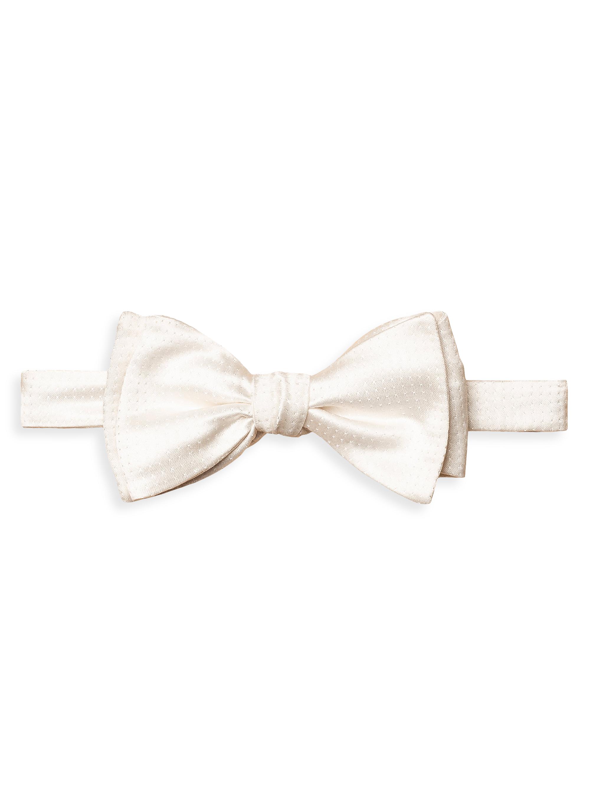 Eton Men's Pin-Dot Silk Jacquard Pre-Tied Bow Tie - White