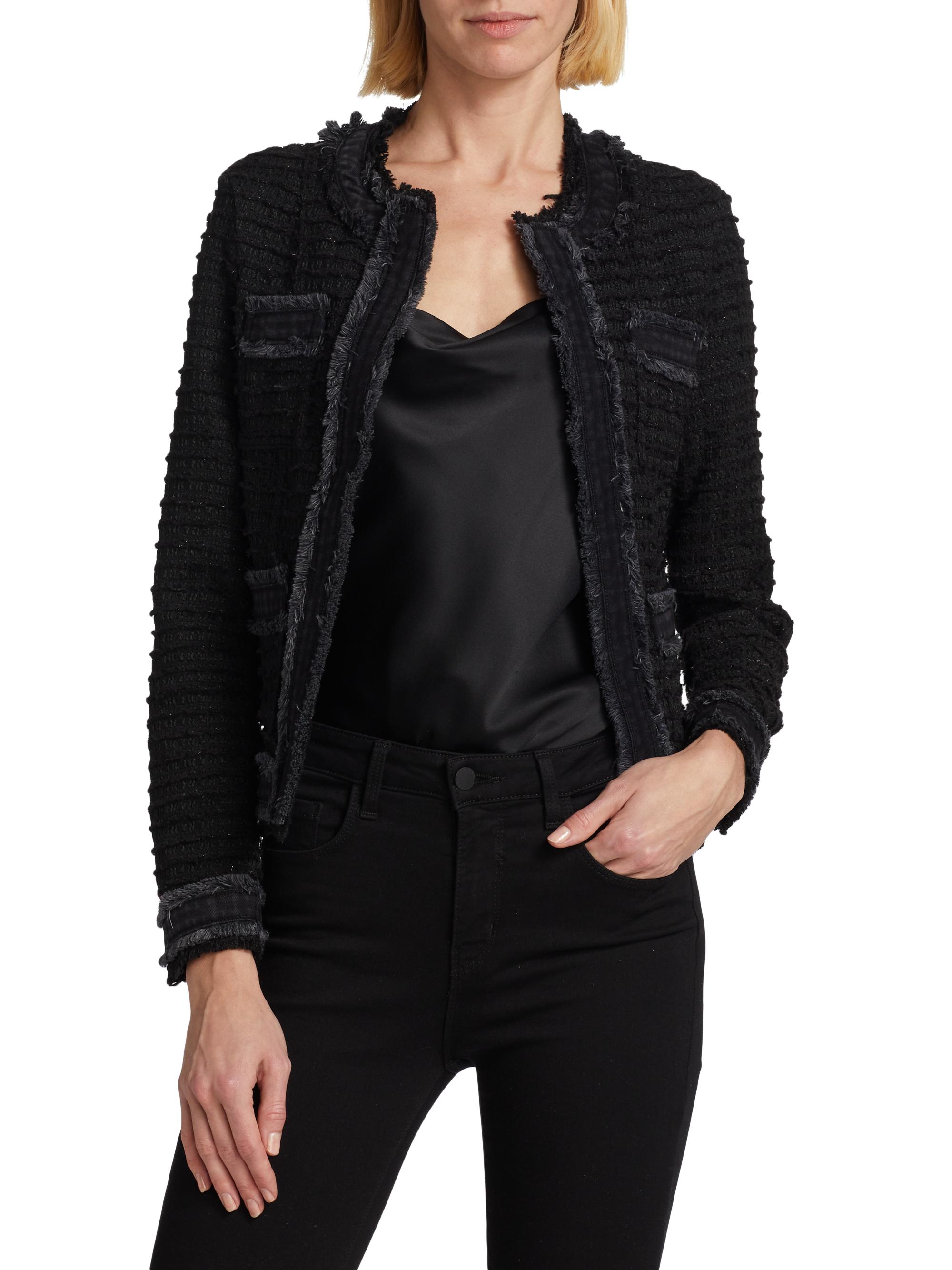 L'AGENCE Agnes Tweed & Denim Jacket | Saks Fifth Avenue