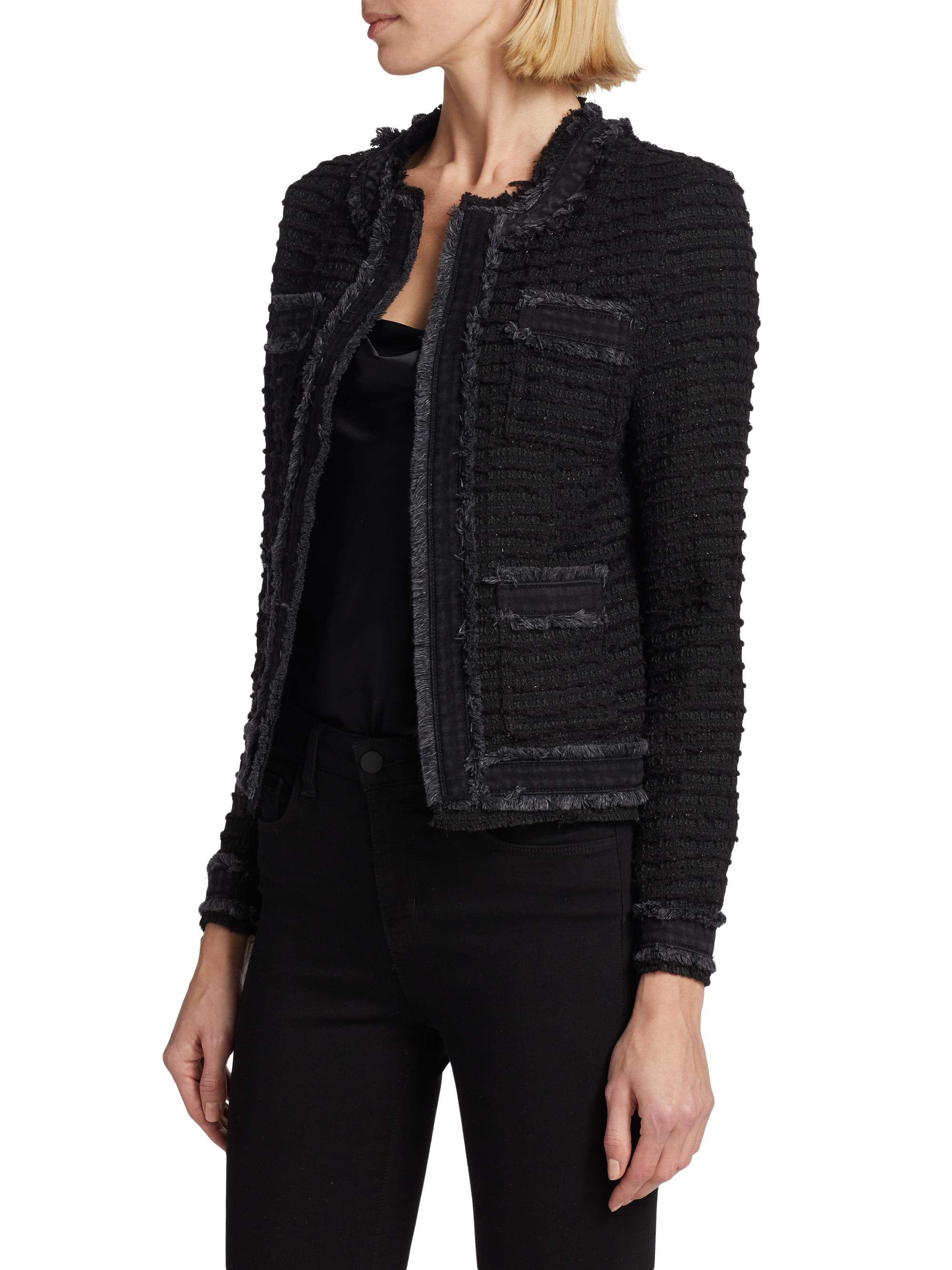 L'AGENCE Agnes Tweed & Denim Jacket | Saks Fifth Avenue