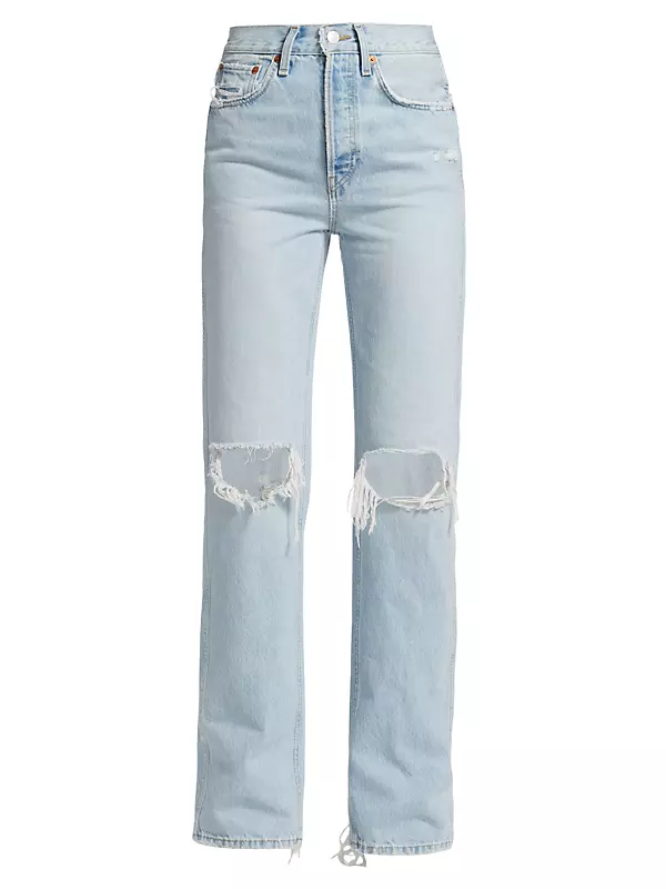Shop Re/done 90s High-Rise Distressed Loose-Leg Jeans | Saks Fifth